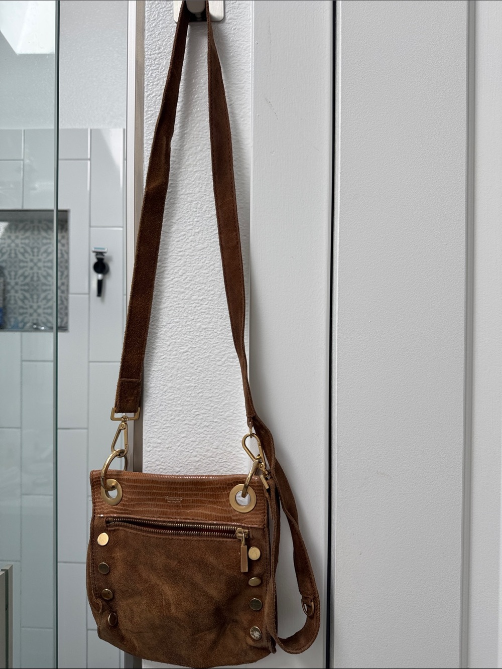 Hammitt Brown Suede Crossbody Bag with Gold Hardware - Picture 9 of 9